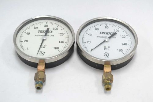 Lot 2 trerice 0-160psi 5in dial face 1/4in npt pressure gauge b352084 for sale