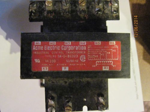 ACME TA-1-81323  Control Transformer  Pri 480/380/277/240/208 &amp; 24 volt Sec.