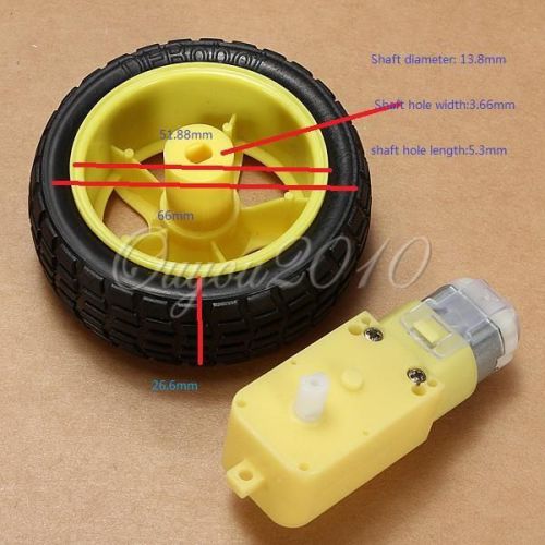 1 Pcs Smart Car Robot Plastic Tire Tyre Wheel + DC 6V Gear Motor Set for Arduino