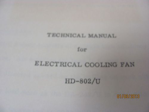 BIRD HD-802/U Electrical Cooling Fan: Technical Manual