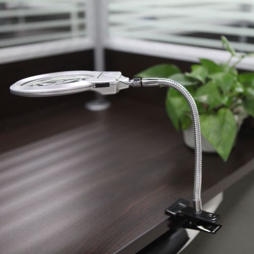 2.5X 5X LED Light Desk Table Magnifier Metal Hose Magnifying Glass with Clamp