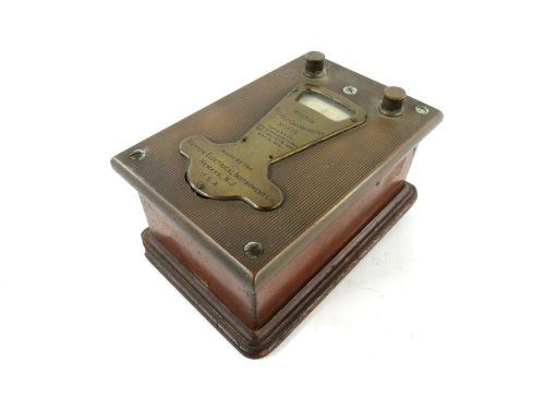 1898 Vintage Weston Portable Galvanometer 513 Industrial Brass Wood Meter Gauge