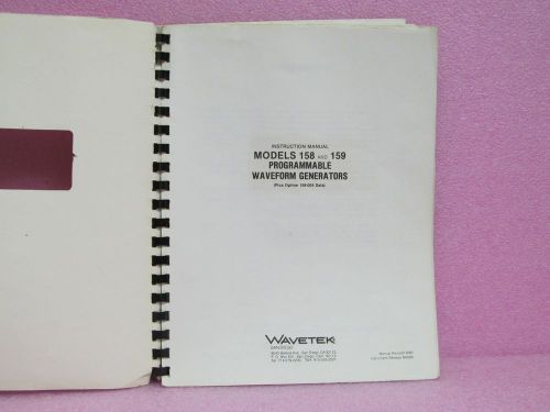 Wavetek Manual 158, 159 Programmable Waveform Generators Instruction Man. w/Sch.