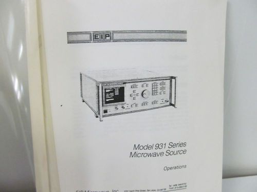 EIP Electronics 931 Microwave Source Operations Manual