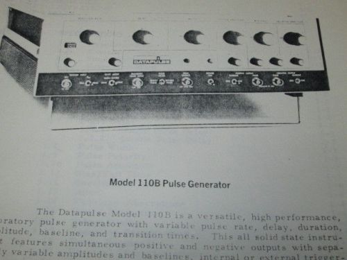 Datapulse 110B Pulse Generator Manual