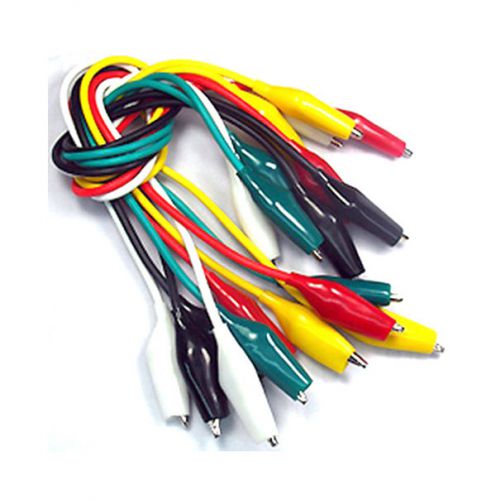 10 PCS 5 Color Alligator Clip TO Alligator Cables for Power supply Test Probes