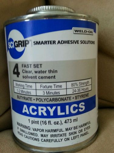 Four plastic solvent glue cement for acrylic/plexiglass 16 oz.ips weld-on # 4 for sale