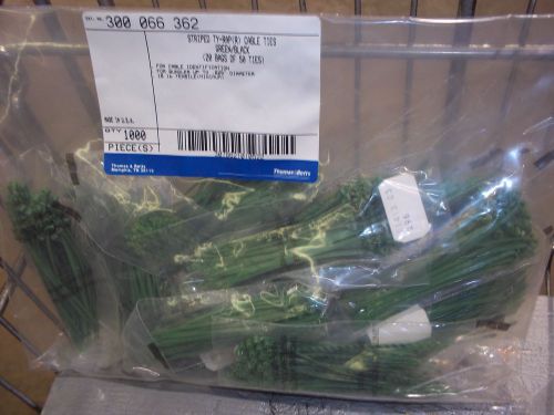 T&amp;b id ty-rap  cable ziptie 3-3/8&#034; long - green w/ black stripes - bag of 1000 ! for sale