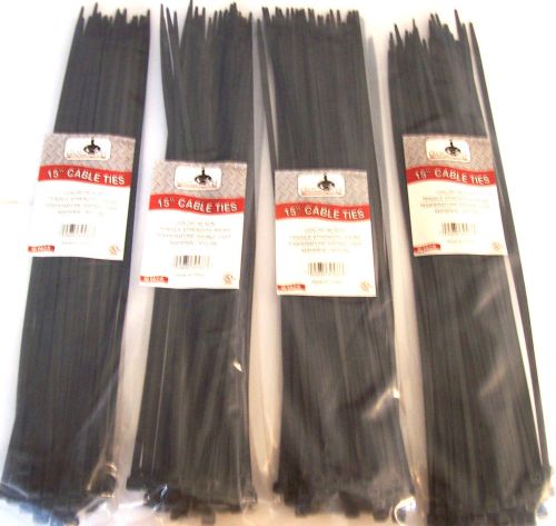 200 goliath industrial 15&#034; black wire cable zip ties nylon tie wraps wholesale for sale
