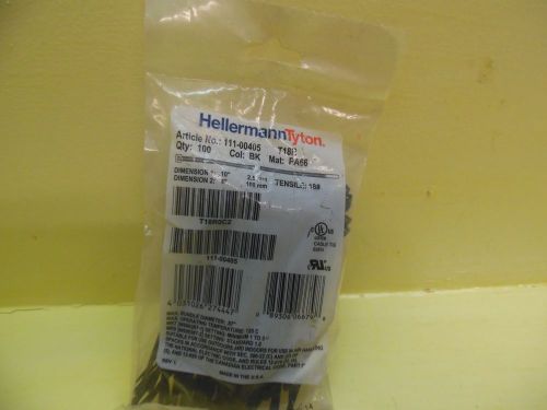HellermanTyton 111-00405 T18R Cable Ties 18# Qty:100 Black PA66 4&#034; Long .10&#034;