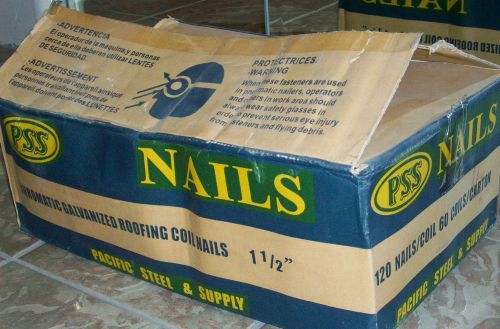 Box of chromatic galvanized coil nails 1 1/2&#034; for roofing nail guns. 47 coils for sale