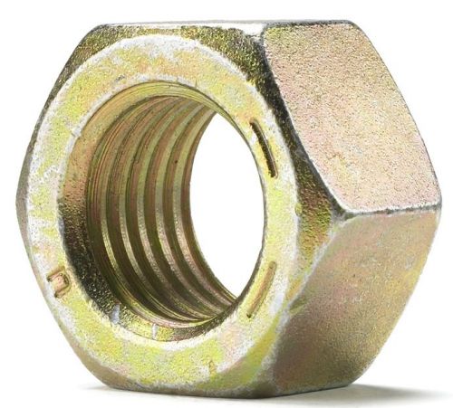Nucor 5/8-18 grade 8 finished hex nut usa unf yellow zinc plated, pk 500 for sale