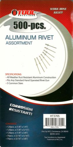 500pc aluminum rivet assortment set ht3705 tool solutions for sale