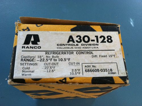 RANCO  REFRIGERATOR CONTROL  A30-128  RANGE  -22,5F to 10.5F