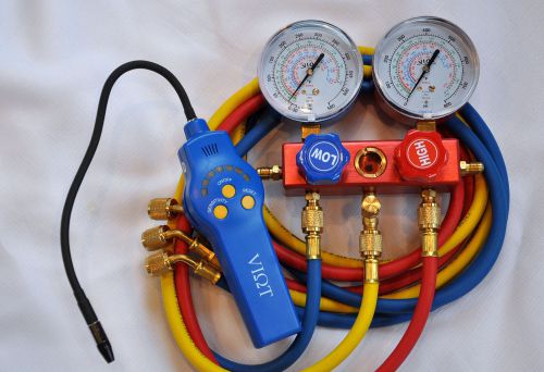 R410a+maifold gauge set+5ft hose+halogen refrigerant leak detector+x-sensor hvac for sale