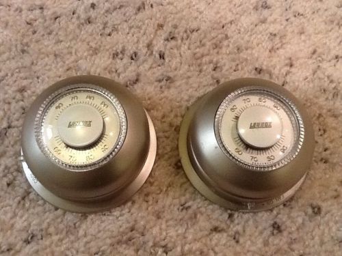 2 units of a honeywell lennox round gold thermostat heat cool w/ subbase for sale