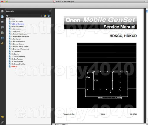 Onan HDKCC, HDKCD Service MANUAL, Parts, Operator, Install -7- Repair MANUALS