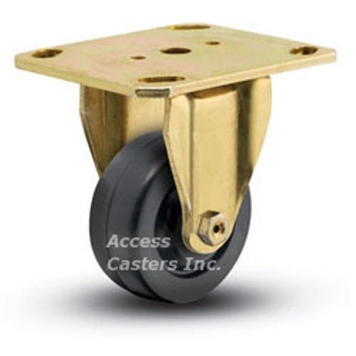 4YY9-2 4&#034; Bassick Rigid Plate Caster, Hard Rubber Wheel, 300 lbs Capacity