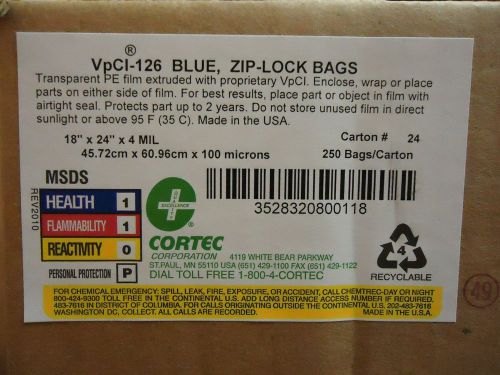 Cortec 20800118 18&#034; x 24&#034; 4 mil vpci-126 rust protectant ziplock bags 250/case for sale