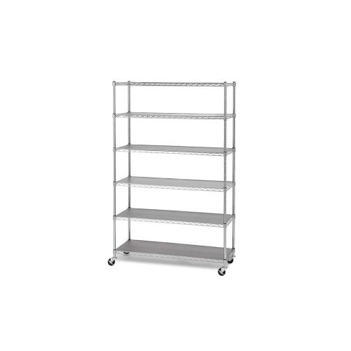 Seville Commercial Rolling Caster Heavy Duty Metal Wire Rack w6 Storage Shelving