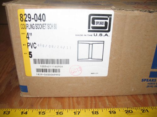 Coupling 4&#034; sch 80 spears pvc (case of 5) gray 829-040 socket for sale