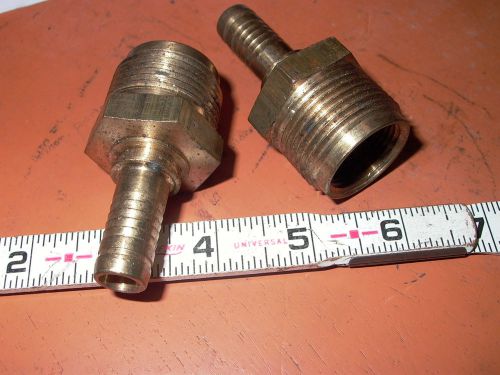 LOT OF TWO BRASS 1&#034; THREADED  LEFT HANDED HOSE BARBS 1/2&#034; HOSE