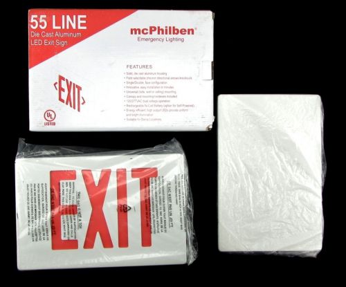 NIB MCPHILBEN Emergency Lighting 55 Line Die Cast Aluminum LED Exit Sign