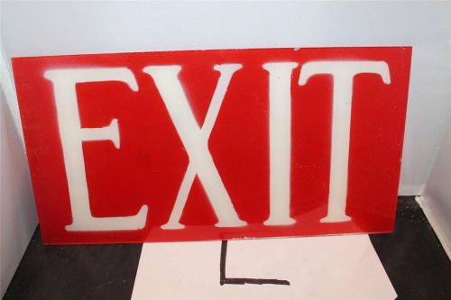 Vintage Industrial Mid Century Glass EXIT Sign REVERSE PAINTED RED WHITE NICE #6