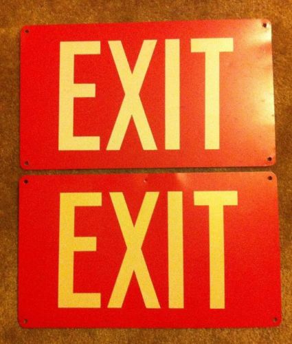 Vintage SET OF 2 Metal/Tin EXIT SIGNS Door Exit Practical Use Or Decor!
