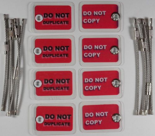 Security key tags, do not duplicate, do not copy - pack of 8 w/stainless cables for sale
