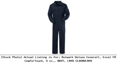 Bulwark Deluxe Coverall, Excel FR ComforTouch, 9 oz., NAVY, LN48 CLB6NVLN48