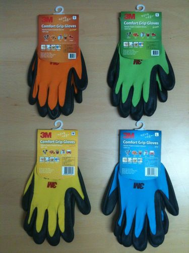 3M Comfort Grip Gloves, Green/Orange/Sky Blue/Yellow