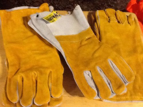 3 NEW LARGE SIZE LEATHER IRON WORK WELDING STYLE GLOVES  WORK GLOVES KEVLAR SEWN