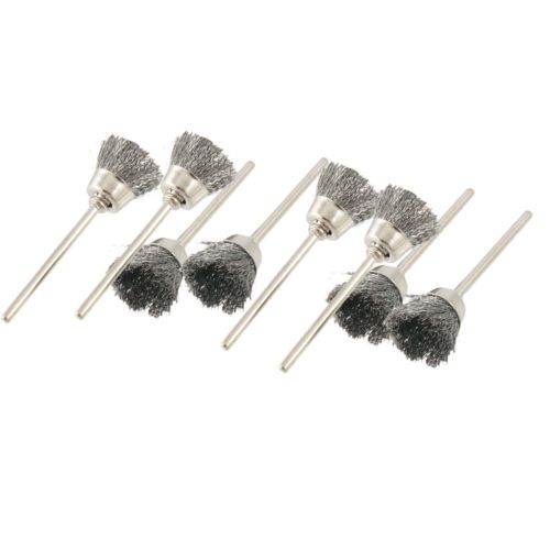 8 pcs 3mm shank steel wire cup brush for rotary tools die grinder for sale
