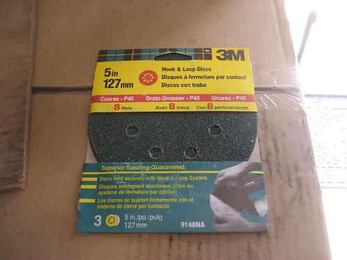 3M 9148NA 5&#034; HOOK&amp;LOOP DISCS 40 GRIT 5 PACKS (LW1147-5)