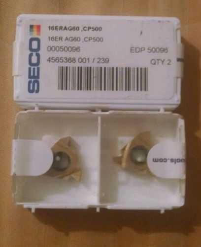 2x New SECO Carbide Inserts 16ERAG60 CP500 Threading/Turning Inserts EDP 50086