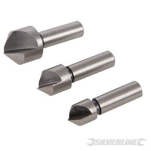 3pc HSS Steel Countersinks Set for steel and hard metals - Single Flue   298527