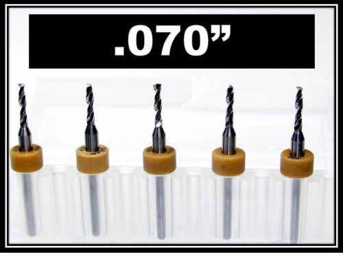 .070&#034; - #50 - 1/8&#034; Shank  Carbide Drill Bits  FIVE Pcs CNC Dremel Model Hobby
