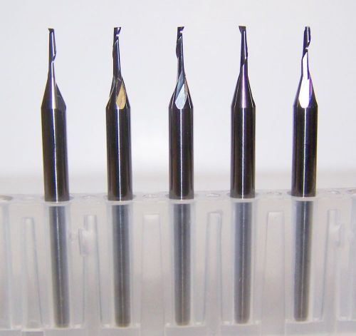 (5) 1.15mm (.0453&#034;) single flute carbide endmills soft plastic - flex endmill