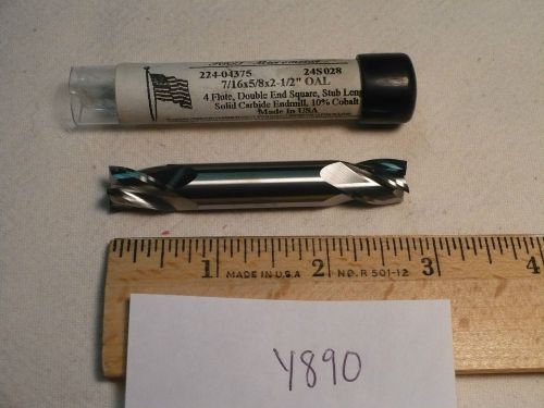 1 NEW 7/16&#034; DIAMETER CARBIDE END MILL. 4 FLUTE. DOUBLE END. USA MADE. (Y890)