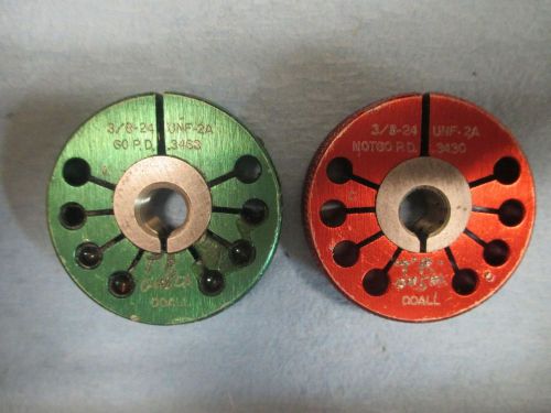 3/8 24 UNF 2A GO NO GO THREAD RING GAGES .375 P.D.&#039;S .3468 .3430 DOALL RED GREEN