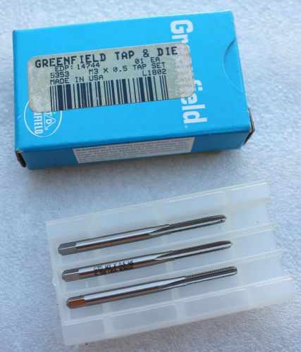 Greenfield tool - 14744 - hss metric right hand taps m3 x 0.5 pitch set of 3 new for sale