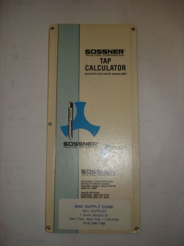 Vintage Machinist Sossner Tap &amp; Tool  Slide Rule Type Tap Speed Calculator