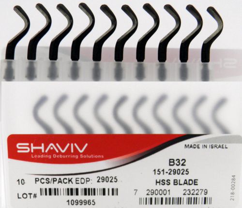 10pcs Type B32 HSS Bi-Directional Hooked Deburring Blades Shaviv #29025