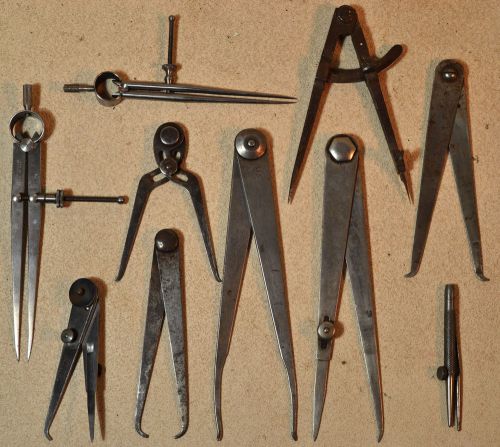 Lot vintage machinist calipers Starret Sawyer Craftsman Star Tool Co 10 pair