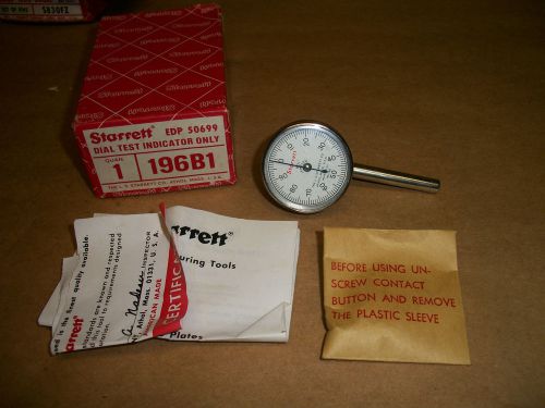 Starrett Dial Test Indicator No 196B1 Back plung with Button Attachments