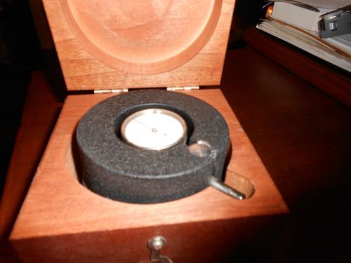 Vintage l.s. starrett 196 dial indicator mounted in metal housing and wood case for sale