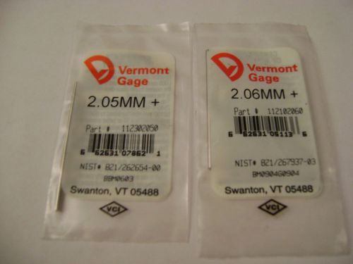 Vermont Gage Pins 1 each 2.05,2.06 Metric Plus