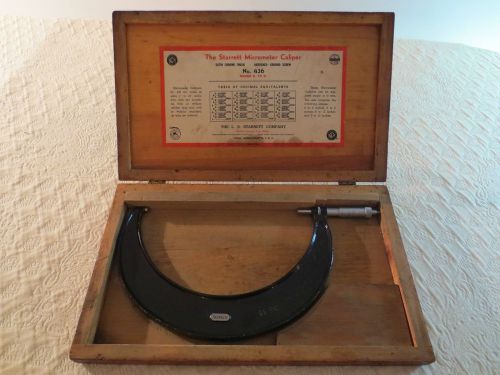 Starrett outside micrometer caliper 436, 8&#034;-9&#034;, .001, machinist, wood box, usa for sale