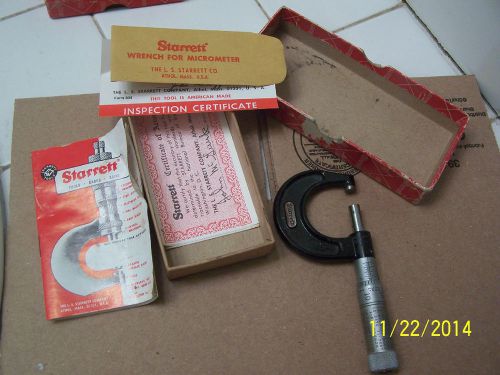 Vintage Starrett 436-1 Micrometer Caliper In Box Case  w/ Papers/Book /Certifica